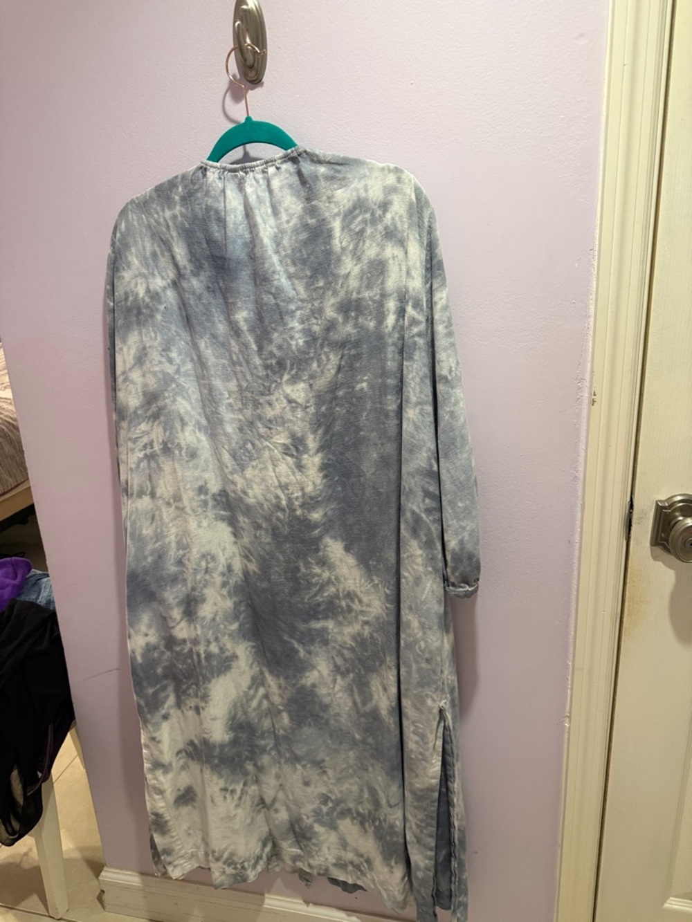 Zara Light Blue and White Tie-Dye Button-Front Maxi Dress - Picture 4 of 4